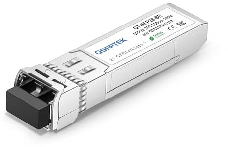 QSFPTEK 25G SFP28 Modul 850nm, 100m VSEL+PIN Multi-Mode Transceiver 25GBASE-SR SFP28 Optisches Transceiver Modul für Cisco SFP-25G-SR-S, up to 100m with DDM