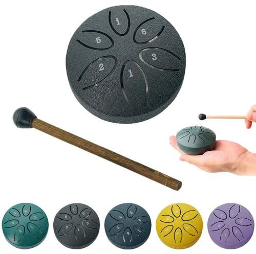 Rain Drum for Outside, Rain Drum For Outside When It Rains, Rain Drum Instrument for Outside, Outside Musical Rain Drum For Garden, Mini Handpan Drum (Black)