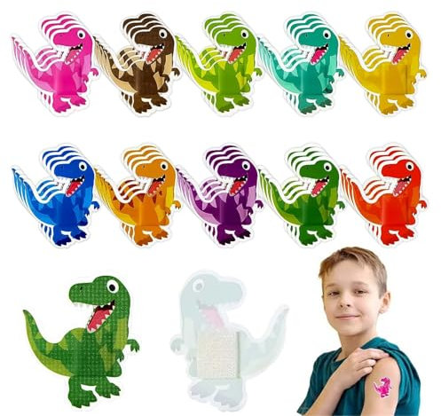 Kinderpflaster, Kindgerechtes Pflaster Set – 40 Stück Sprühpflaster mit attraktiven Dinosaurier-Muster, Ohrstecker Abkleben Sport Pflaster, Ideal für Jungen und Mädels