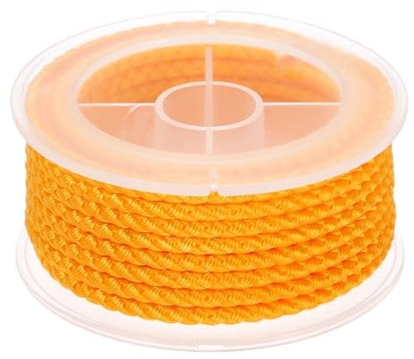 sourcing map Nylon Thread Twine Beading Cord, 10.5ft 4mm Nylon Braided Bracelets String Cord Rope for Jewelry Making DIY Crafts Necklaces, Orange