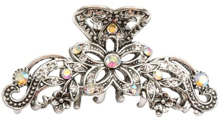 Tabanzhe Vintage Hair Claw Clip-Shiny Rhinestone Hollow Flower Claw Sparkly Gems Retro Metal Hair Grip Clamp for Women Girls Wedding Bridal Decoration