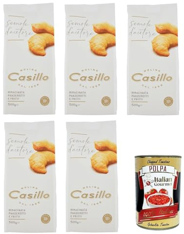 Italian Gourmet Molino Italian Gourmet Semola D'Autore farina rimacinata | Grieß aus Hartweizen, ideale für Panzerotti e fritture croccanti, feine, Gesamtnettogewicht 2,5 kg + Kostenlos Polpa 400g