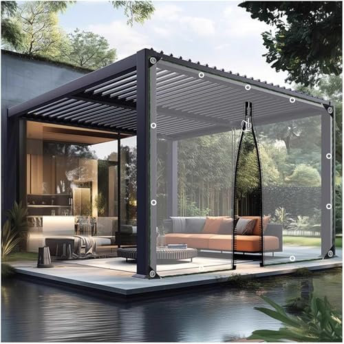 Rideaux De Bâche Clairs,Panneaux Latéraux De Bâche Transparents,Rideaux De Bâche Extérieur 0,3mm,Panneaux Latéraux De Bâche Pvc Pour Pergola Carport Terrasse,Bâche Imperméable,WxH-4.5x2.5m/14.8*8.2ft