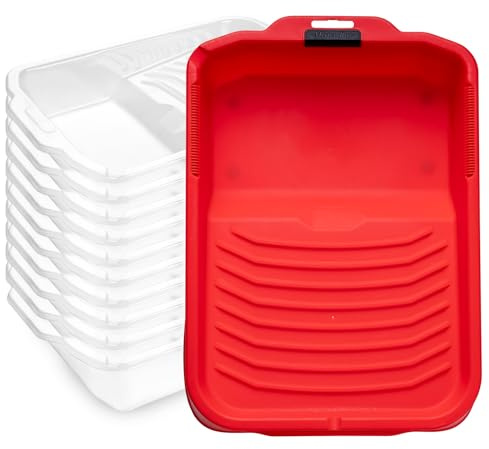 Mister Rui Paint Tray, 11 Pack, 9 Inch Paint Tray with 10 Liners, Thickened Plastic, Paint Pan Liners, Paint Roller Trays for Painting & DIY