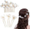 Axvxby 4-teiliges Damen Haarschmuck, Blumen Hochzeit Haarschmuck Set, weiß Haarkamm und Haarklammer