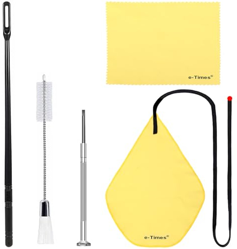 Flute Cleaning Kit, Flute Care Kit Including Rod, Brush, Screwdriver, Square Cotton Cloth & Integrated Gravity Rope Cloth, Flute Cleaner Care Set 5 Pcs