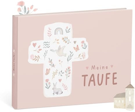 mintkind Erinnerungsalbum Meine Taufe Rosa – Geschenk zur Taufe für Mädchen – Geschenk von Patentante oder Patenonkel – hochwertiges Erinnerungsbuch für Segenswünsche und unvergessliche Momente