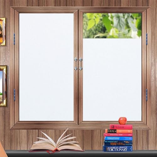 Zindoo Fensterfolie Weiß Milchglasfolie 105x200 cm Ohne Kleber Gute Privatsphäre Schutz für Badezimmer, Duschkabine Sowie, Umkleide und Konferenzräume