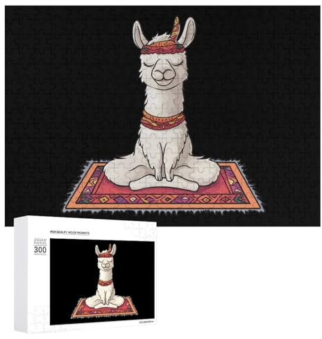 Llama Yoga Jigsaw Puzzle for Adults 300 PCS Wooden Challenging Puzzles for Home Party Decor