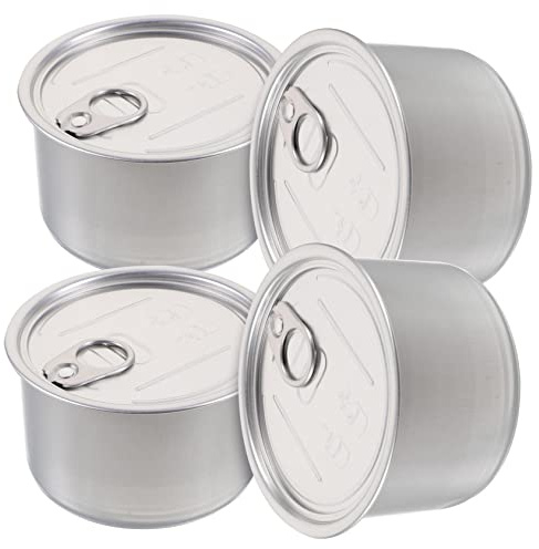Milisten 4 Stück Büchsen mehrzweckbox schokoladen box präsentbox can jarhead Dose Katzenfutter kleine Fleischdose Hundefutter kann Dessert kann Katzenfutter kann runde Dose Aluminium Silver