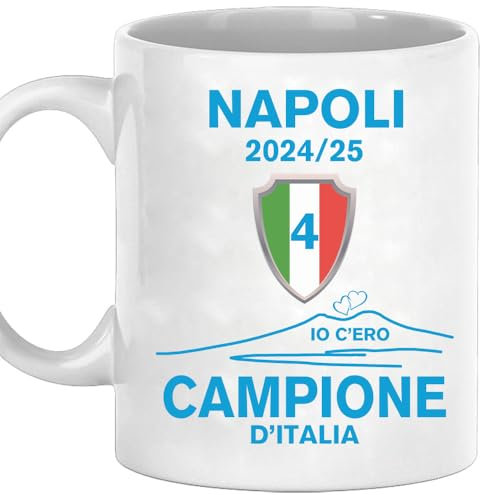 Vulfire Napoli tazza in ceramica, regalo Tifoso originale Idee Regali per lui e per lei per Natale, mug bianca sportivo calcio uomo donna colazione (Ceramica, BIanco)