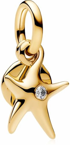 MSPOVOF Goldener Seestern Charms S925 Sterling Silber Anhänger für Armbänder und Halsketten Frauen Schmuck Geschenk