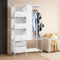 Bonnlo Kleiderschrank offen, Stoffschrank mit Kleiderstange und Ablagen Stabil, Stoffkleiderschrank für Schlafzimmer, Faltschrank mit Vorhang, 105 x 45 x 170 cm, Schmal (Weiß, 105 x 45 x 170 cm)
