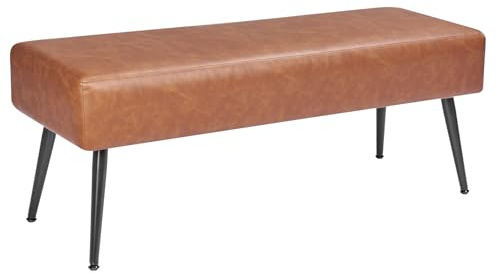 VEVOR Schlafzimmerbank Bettbank (40 x 110 x 43 cm) aus PU-Leder mit Metallbeinen & Nähten, gepolsterte Schuhbank mit 300 kg Tragkraft, Moderne Fußbank Sitzbank für Wohnzimmer Esszimmer Flur Braun