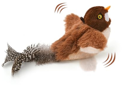 LIFLIX Interaktives Katzenspielzeug Kleines Vogel, Katzenspielzeug Elektrisch mit Katzenminze zur Selbstbeschäftigung (Nicht Fliegend), Kleiner Spatz