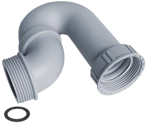 1 Stück Adapter für Ablaufschlauch für Spüle, gebogen, Universal-Siphon mit wasserdichten Netzen für Küche, Bad und Waschküche
