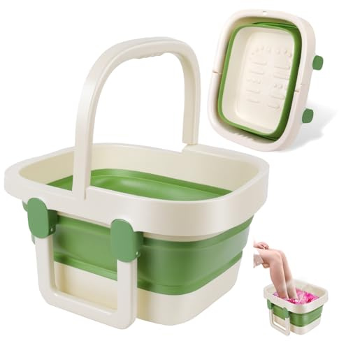AUYAO Collapsible Foot Bath Basin Foot Spa Foot Bath Foot Soak Basin with Carry Handle Pedicure Bowl Footbath Bucket Plastic Soak Tub with Massager Acupoint for Stress Relief Spa Soothing Foot Massage