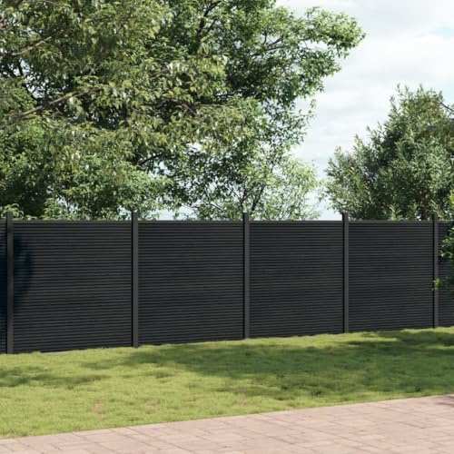 Élément de clôture WPC gris 872 x 186 cm - Clôture brise-vue durable avec poteaux en aluminium pour jardin et terrasse - Résistant aux intempéries