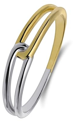 Lucardi - Damen - Ring - 925 Silber - Silber und Gelbgold legiert - 19.50/62 mm - Nickelfrei