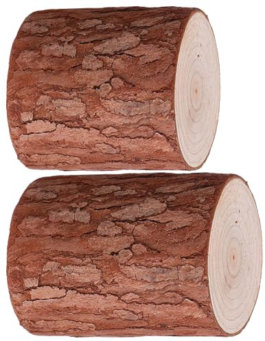 HOMOBABE Tronc Arbre Décoration en Bois Naturel Lot de 2 Pièces Mini Souches pour Décoration Intérieure Bureau et Ornement Fait Main Dimensions 5-6 CM Diamètre 6-8 CM Hauteur