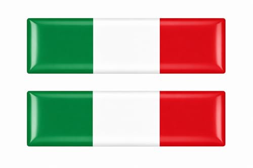 3D Italien Flaggen Aufkleber Gel Sticker Set 2 Stück – Italienische Länderflagge Emblem Selbstklebend, Wetterfest & UV-Beständig – Für Auto, Motorrad, Helm, Laptop, Koffer, Wohnmobil – 6 x 1 cm