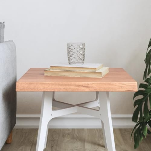 PUGYNBK Massive Eichenholz Tischplatte 40x40x(2-4) cm behandelt mit Baumkante, handgefertigte Naturkante für DIY Tisch, vielseitig einsetzbare Ersatztischplatte lackiert sofort