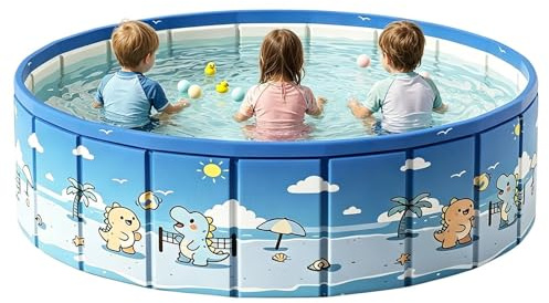 Piscina Pieghevole di Grandi Dimensioni - Giochi d'Acqua all'Aperto con Tubo di Drenaggio,Piscina per Wading Antiscivolo,Per Vacanze Estive, Lago, Giardino, Cortile, Giardino Posteriore, Spiaggia