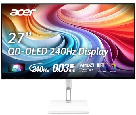 Acer CE270UX OLED Creator Monitor 27 Zoll (67,3 cm) WQHD, 240Hz | 27 Zoll (67,3cm Bildschirm) WQHD, QD-OLED, 240Hz, 0.03ms(GTG), HDR, höhenverstellbar, drehbar (Pivot), 99% DCI-P3