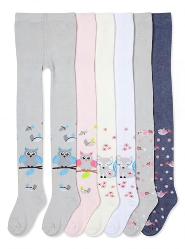 TupTam Strumpfhose Mädchen Bunt Gemustert 6er Pack – Warme Strickstrumpfhosen für Herbst und Winter