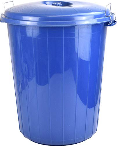 Sterling Ventures 35L Garden Waste Rubbish Dust Bin with Locking Lid (Blue)