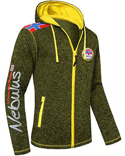 Nebulus Herren Fleecejacke NORSKA, warme Fleece Jacke, mit langem Full-Zip Reißverschluss, Gap-grün Mel - XL