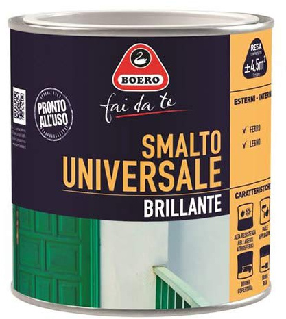 Smalto Universale Bianco Brillante per Interni ed Esterni, Vernice Ferro Legno 2 L