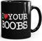 MoonWorks® Kaffee-Tasse Spruch I love my Penis/Pimmel Boobs I love your Boobs/Penis Bürotasse lustige ironische Kaffeebecher I love your Boobs schwarz unisize