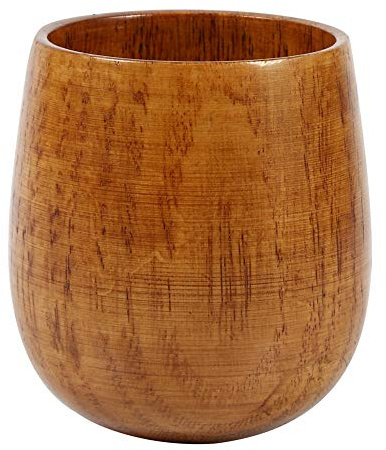 Oumefar Wood Cup Natural Water Mug Anti-Scald Eco-Friendly for Coffee for Juice (Large Belly Cup)