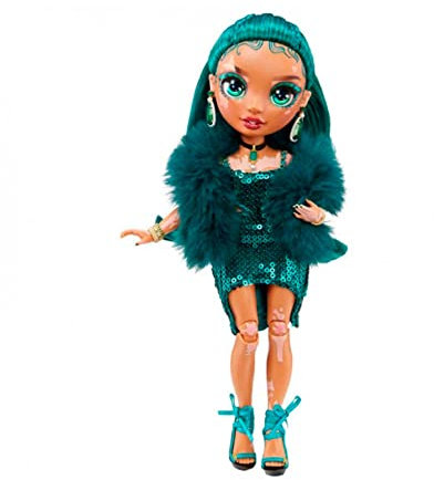 Rainbow High Modepuppe - Jewel Richie - Smaragdgrüne Puppe mit Vitiligo - Inkl. 2 Mix & Match Designer-Outfits und Accessoires - Für Sammler und Kinder von 6-12 Jahren