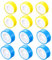 Dzsomt Teflonband 12 Stück, Gewindedichtband, PTFE Band, Dichtungsband, Selbstklebend, für Klempner, Blau/Gelb, 15 m * 15 mm und 10 m * 12 mm