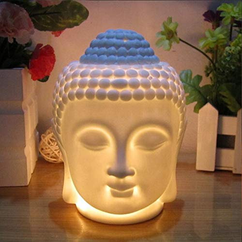 Jeanoko Keramik Buddha Kopf Ätherisches Öl Brenner Weißer Buddha Kopf Kerzenhalter Keramik Aromatherapie Diffusoren Wohnkultur