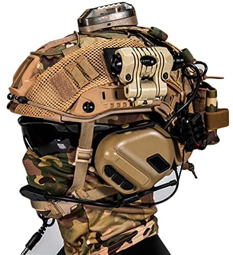 AQzxdc Fast Paintball Helm Sätze, mit Taktischem Headset und Teleskop-Modell, Visier & Schutzbrille, Taschenlampe, Signalblinker, NVG Halterung, für Airsoft Schießen und Jagd Spiel BBS,Be b