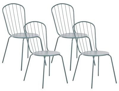 Beliani Elegantes Set bestehend aus 4 Gartenstühlen in Hellblau Metall Calvi