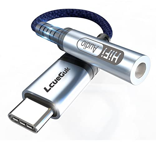 LcueGuk USB C auf 3,5mm Kopfhörerbuchse Adapter, USB Typ C auf Buchse Aux Audio Dongle Hi-Fi DAC Kabel kompatibel mit Galaxy S23/Ultra, iPad Pro 2022, MacBook(32bit/384Hz)
