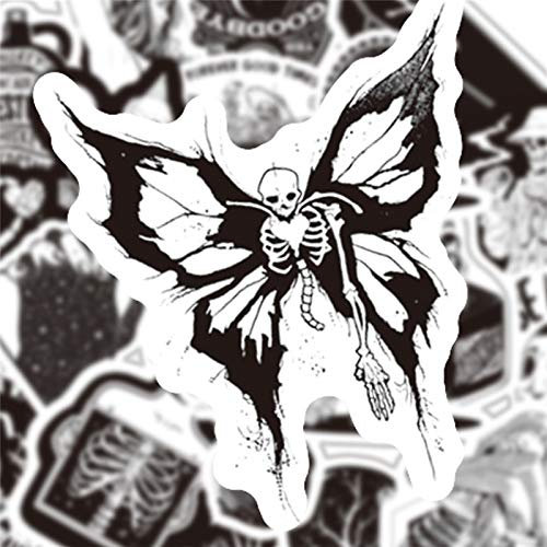 LTSCLO 100 Pcs Gothic Stickers - Black & White Gothic Waterproof Vinyl Skull & Graffiti Stickers for Laptop, Luggage, Notebook, Skateboard, Cars, Motorcycle, Bicycle