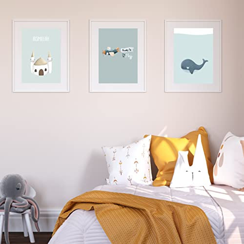 3er Poser-Set, Moschee Bismillah+Ready To Fly to Hajj+Yunus (as) im Wal, Flugzeug, Baby | Islamische Poster Kinderzimmer A3= 29,7 x 42cm I 180g/qm I Ohne Bilderrahmen | Islamisches Poster Kinderzimmer