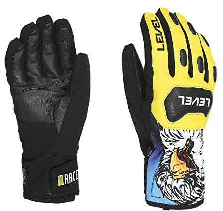 Level Replica - Skihandschuhe Herren, Knöchelschützer aus Leder und Stoff, Winterhandschuhe Herren Wasserdicht für Extreme Kälte, Thermohanschuhe für Skifahren, Schneebekleidung für Herren - 1 Paar