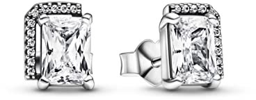 Pandora Timeless Rechteckige Funkelnde Strahlenkranz Ohrstecker aus Sterling-Silber, Kompatibel mit Pandora Timeless Armbänder, 292380C01