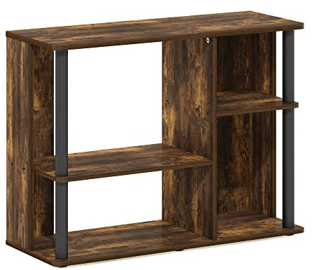 Furinno Classico Supporto Pali in plastica per TV Fino Pollici, Legno ingegnerizzato, Pino Ambrato/Nero, 40-inch