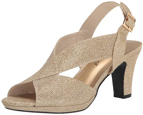 Easy Street Women's Christy Stiletto Heeled Sandals, Gold Glitter, 8.5