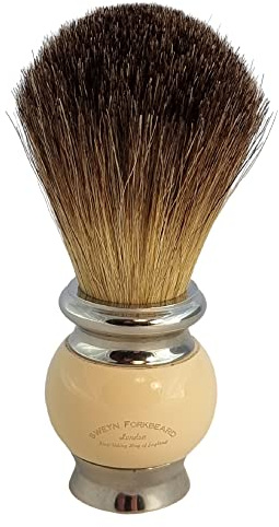 Shaving Brush Sweyn Forkbeard Pure Badger Bristle - Ivory Cream- Provides an Excellent Lather - Shaving Brush Made in London