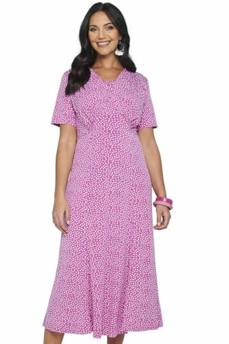 Amber Ladies 41 Inch Spotted Tea Dress, 1940s Inspired Fit with Curved Waist Seam (Available in Size 10-22)