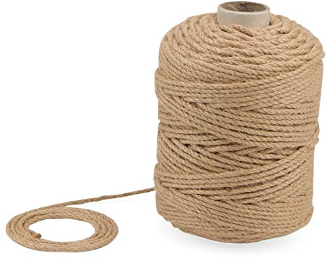 KEILEOHO Corde de jute naturelle torsadée de 150 m x 4 mm - Corde de chanvre épaisse en jute manille pour griffoir, ficelle de bagage