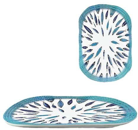 ARCA, Vassoio in Melamina Superficie Piana, Per la Tua Tavola, Design Semplice e Moderno, Collezione Fish, 45x30x4 cm